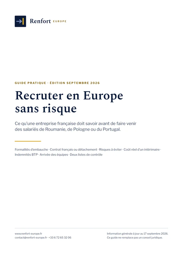 Couverture du guide Recruter en Europe sans risque