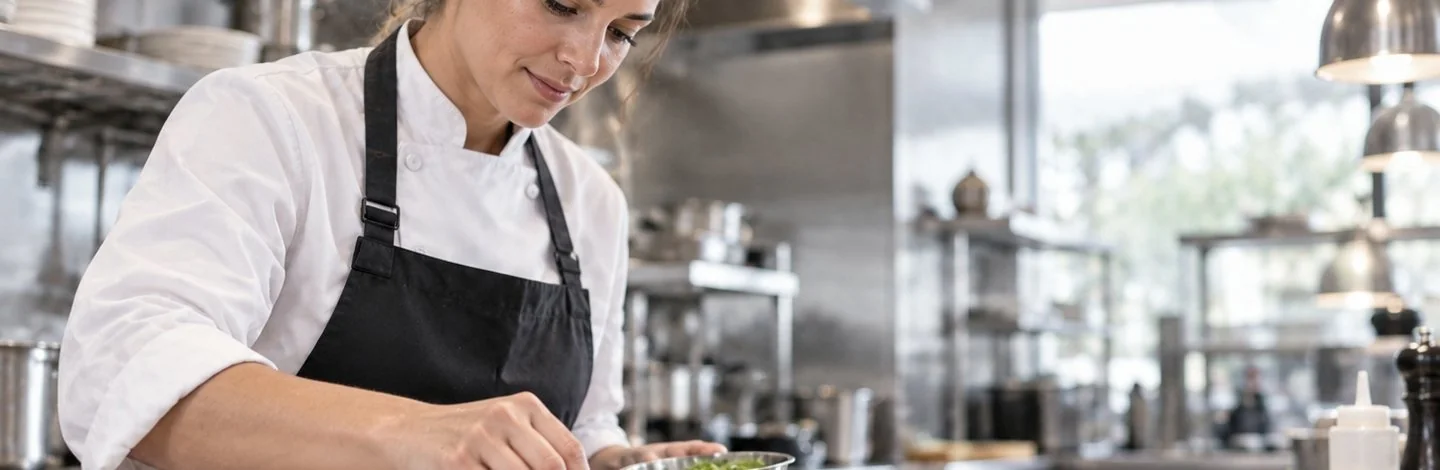 Personnel de cuisine européen en service dans un restaurant