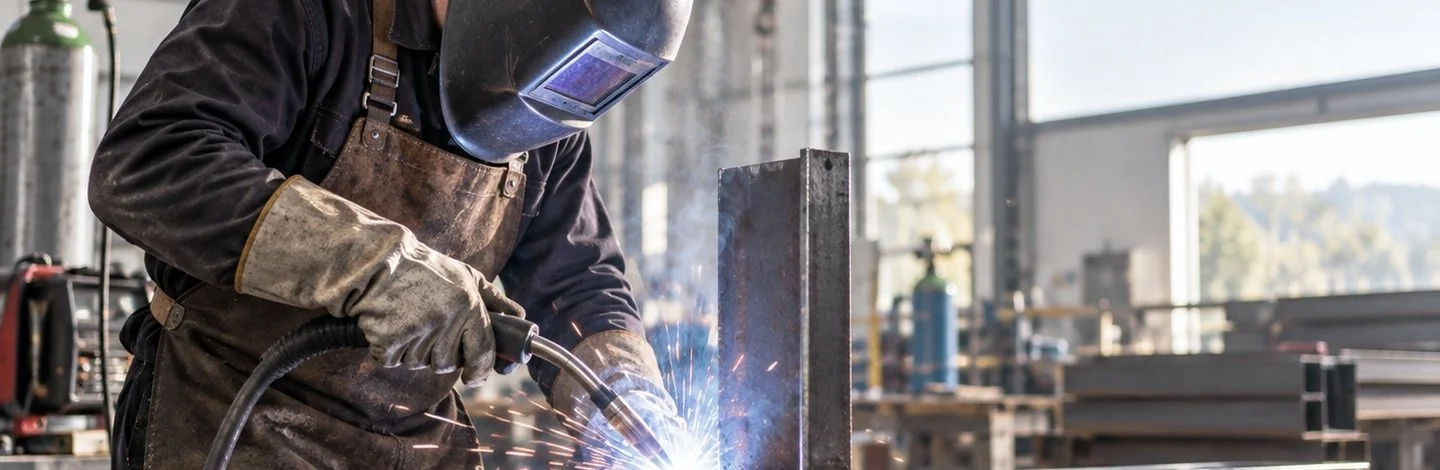 Soudeur et opérateurs européens dans un atelier industriel en France