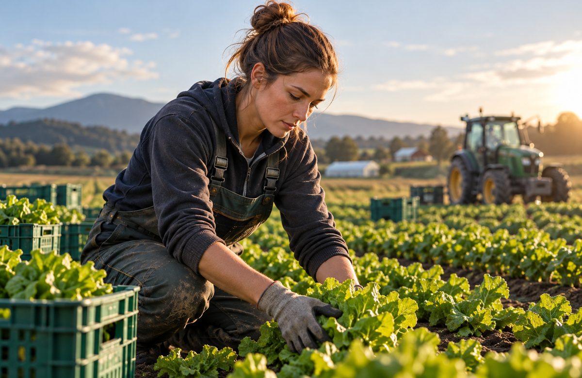Ouvriers agricoles européens à la récolte dans une exploitation française